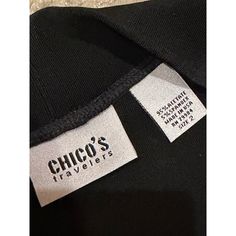 Chico's Travelers Black Longline Duster Vest Frog Closure Sleeveless Size 2 L - Picture 4 of 4